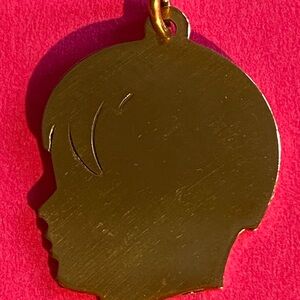 Gold 14k Silhouette Head Pendant Charm Engrave-able Vintage